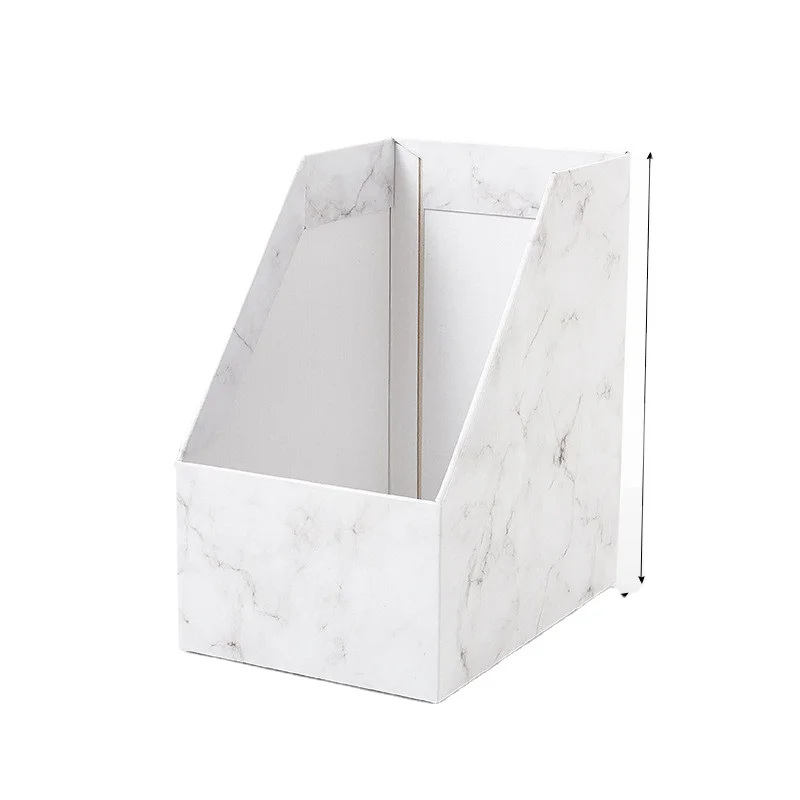 Single Big Capacity Foldable Kraft Paper Desktop Paper Storage Box Marble Pattern Magazine Rack
