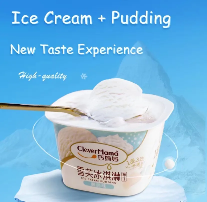 Oem Pudding Wholesale 90g Low Sugar Double Flavor Coconut & Cheese Ice Cream Pudding