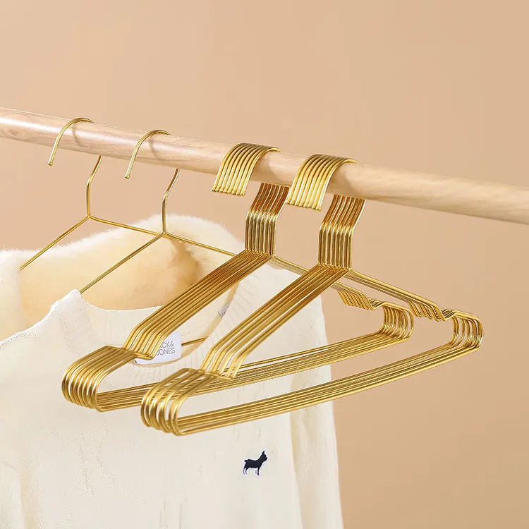 Wholesale stainless steel clothes hanger golden coat hanger