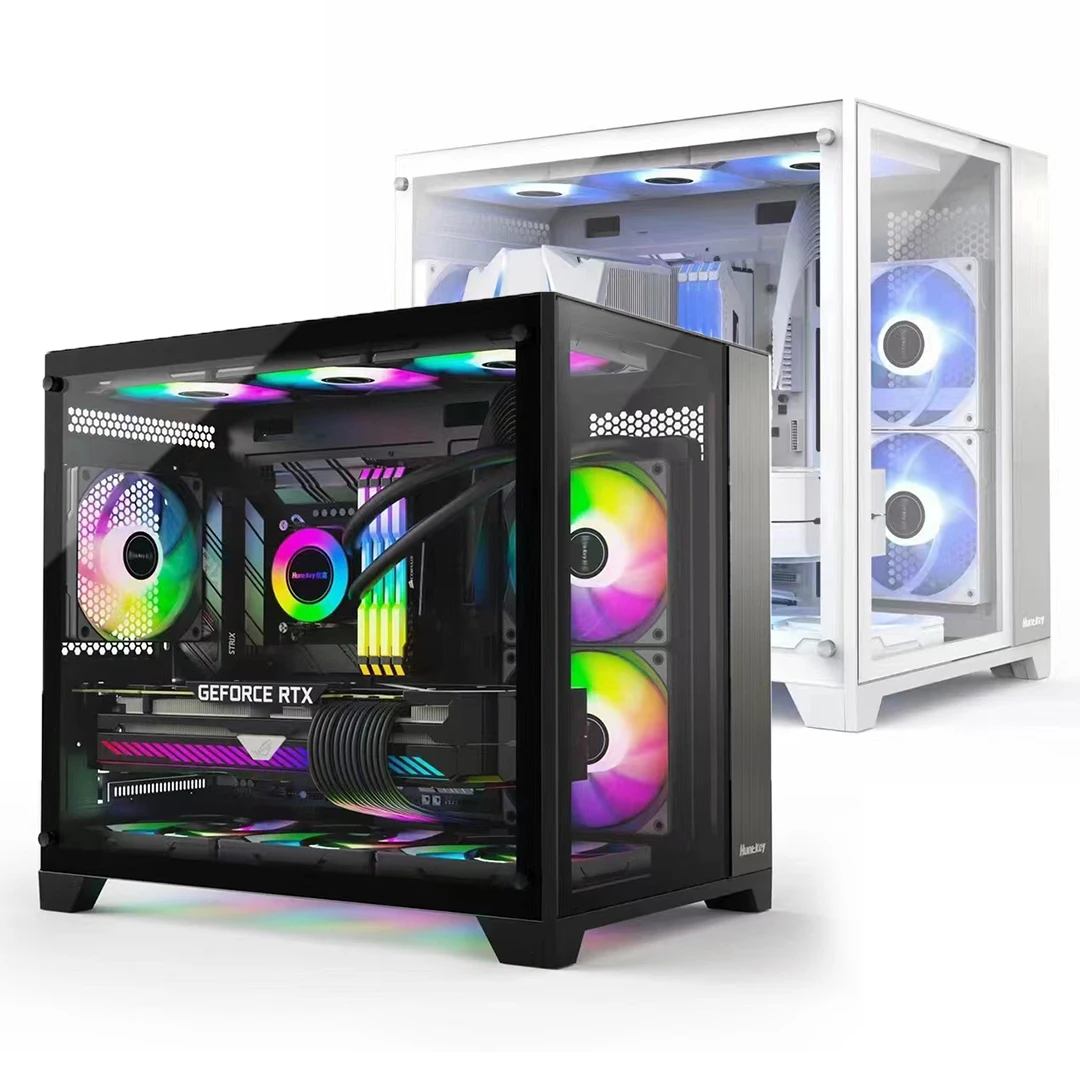 Hot ATX Gaming	Computer Cases Towers Transparent Water Air Cooled Homemade RGB Light Tower Cabinet Gamer PC Case
