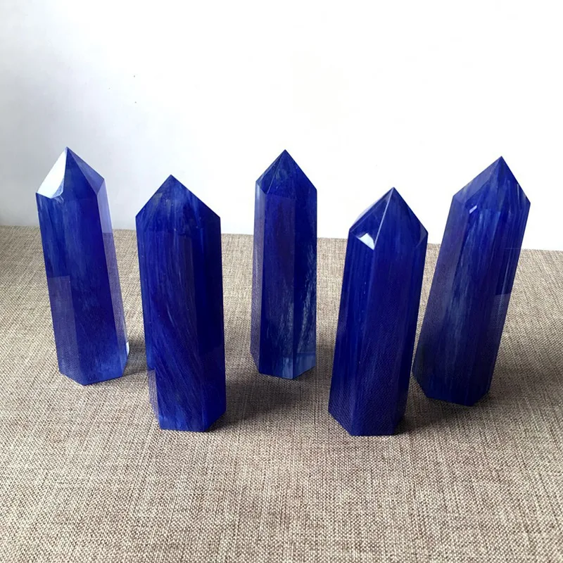 
Healing Blue Crystal Wands for Home Desk Office Reiki Chakra Single Point Stone 