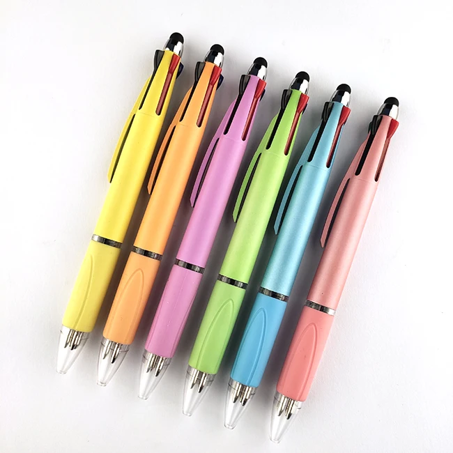 
Promotional 4 color ink ballpoint pen, multi color ball pen with factory price 