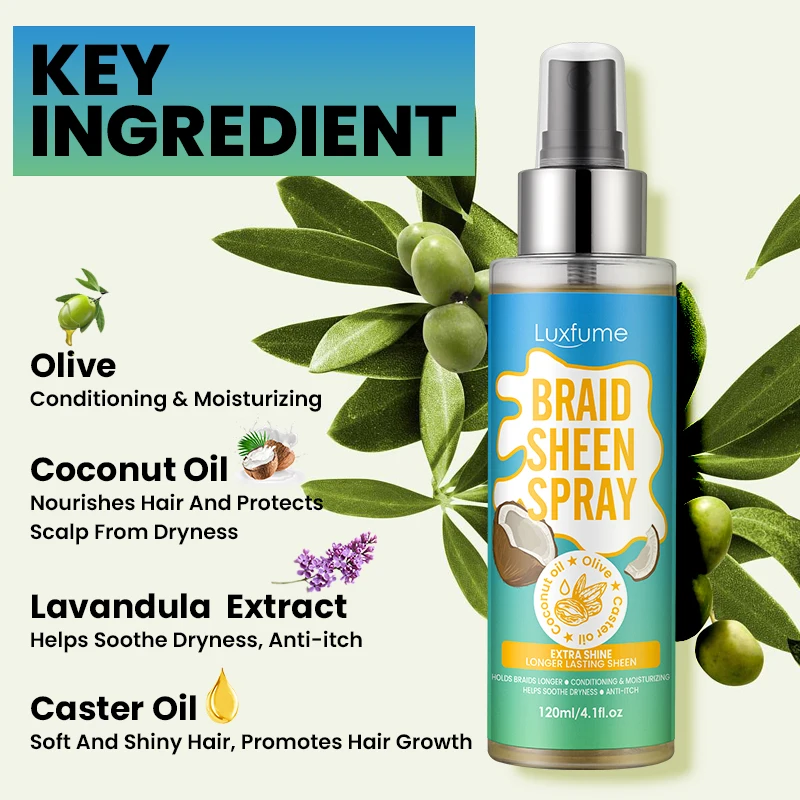 120ml Coconut Spray Mist Oil For Hair Leaves Hair With Shining Luster Soft Hair Sheen Spray Olive Oil Sheen Spray for Braid