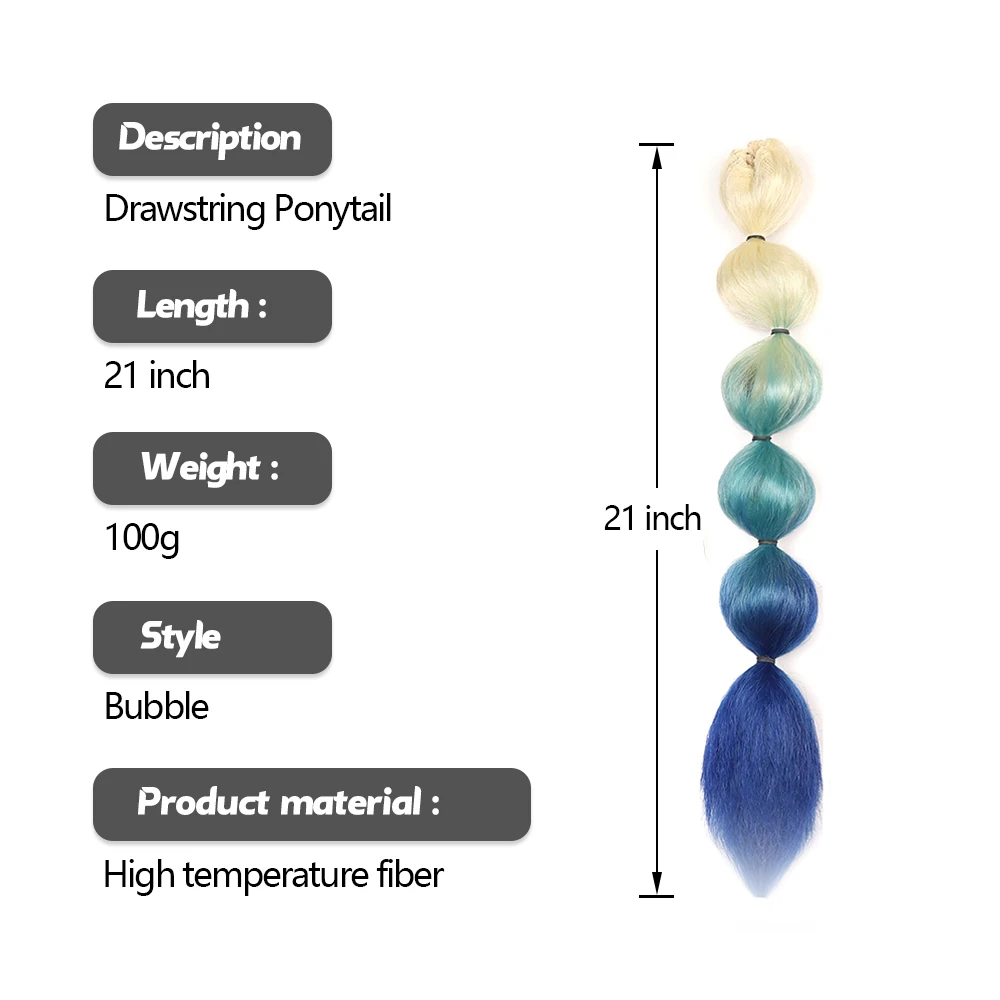 Alibaba 21 Inch Afro Colored Synthetic Bubble Braiding Hair Extension Clip On Drawstring Lantern Bubble Ponytail