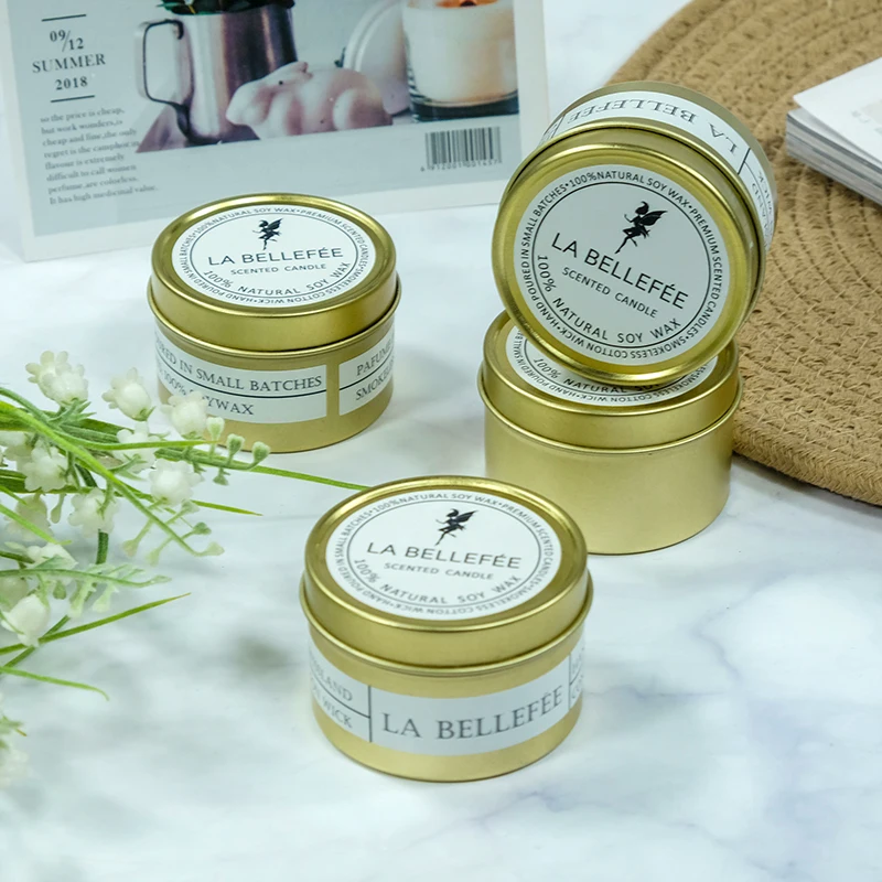 
Custom Decor Organic Aromatherapy Soy Candle Private Label Tin Scented Candle for Gift Set 