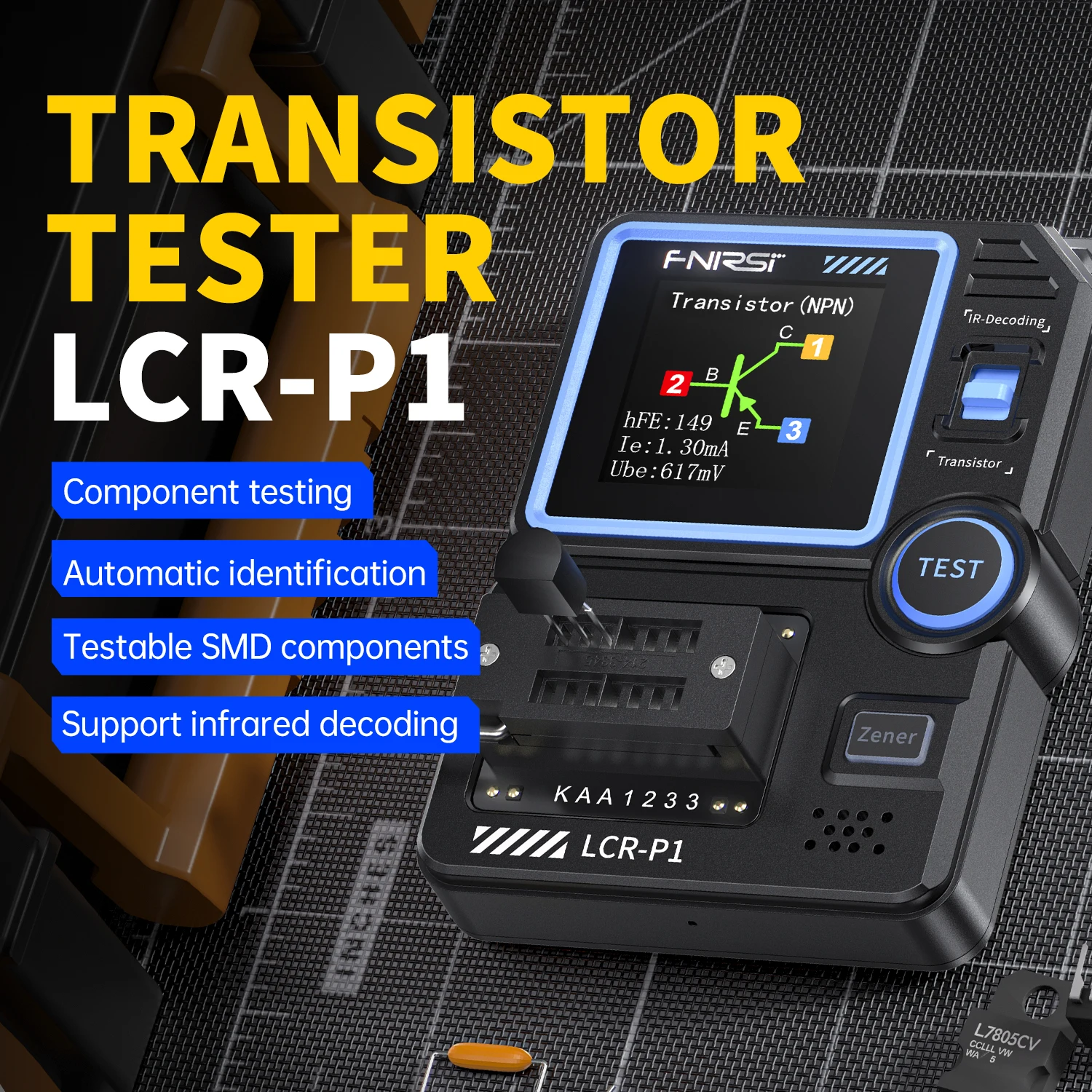 Fnirsi LCR-P1 transistor tester multifunctional capacitor resistor MOS field-effect transistor electronic component detector
