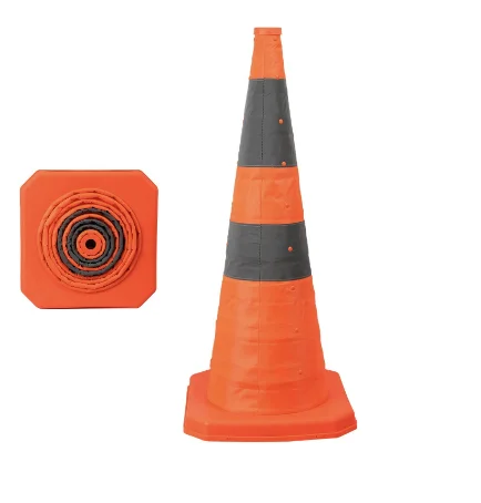 Collapsible Traffic Cone with Reflective Tape Oxford Fabric and Rubber Base for Road Safety and Traffic Management