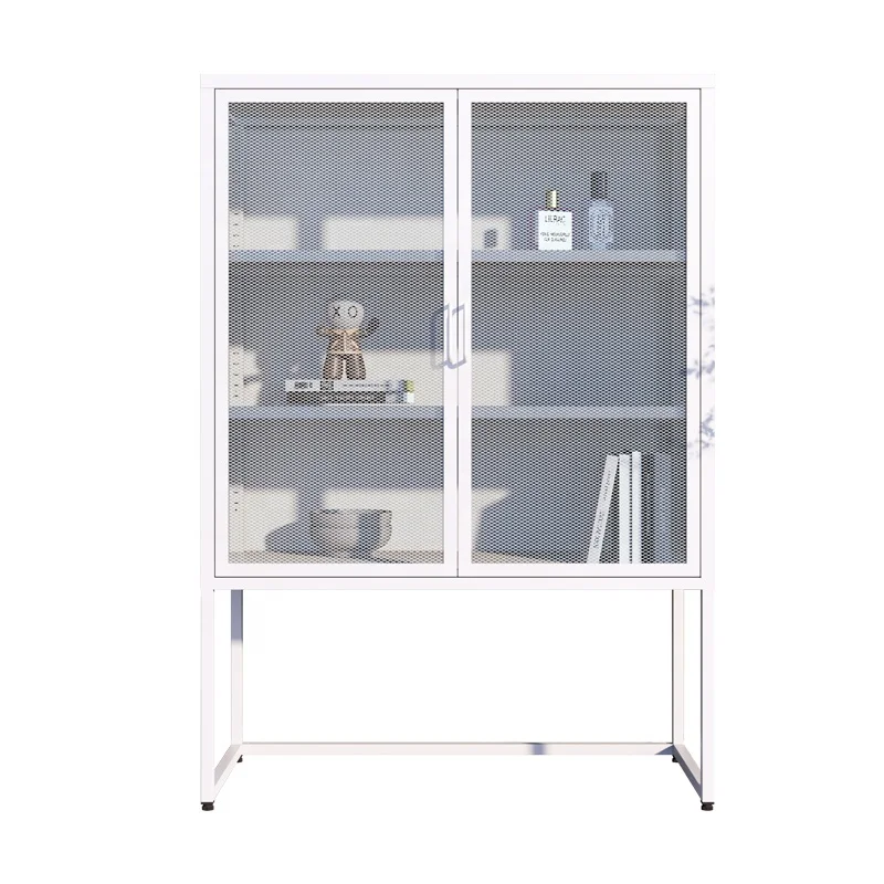 Home Office Furniture Living Room Cabinets 2 Mesh Door Filing Cabinets Storage Metal Locker With Stand Feet