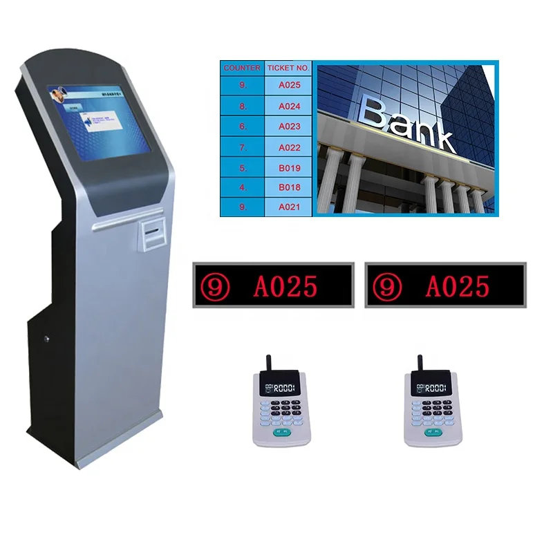 Factory sell professional QMS 17 inch 19 inch  floor standing bank queue kiosk LED display counter call unit for queue system