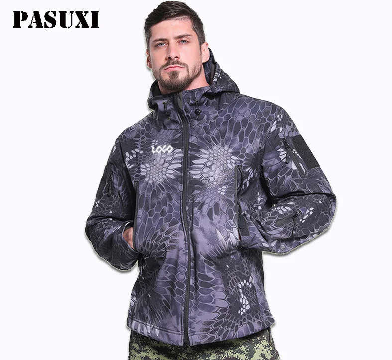 PASUXI Autumn And Winter New Arrivals Warm Military Style Track Jacket Men Plus Size Bomber Soft Shell Jacket Waterproof Coat