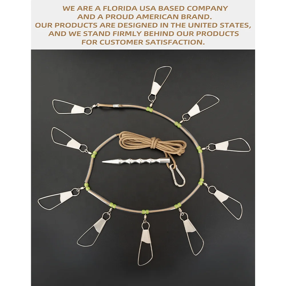 Fishing Tackle Stringer Clip Fish Holder Stringer Lock Stainless Steel Rope Fish Lock Belt