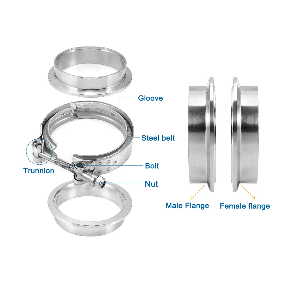 Bolt stainless steel strong throat hose clamp clip for pipe exhaust v band clamp kit