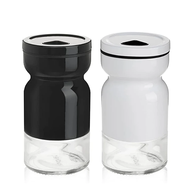 Glass Salt and Pepper Shakers Set with Adjustable Pour Holes Stainless Steel Salt Shaker and Pepper Sugar Shaker