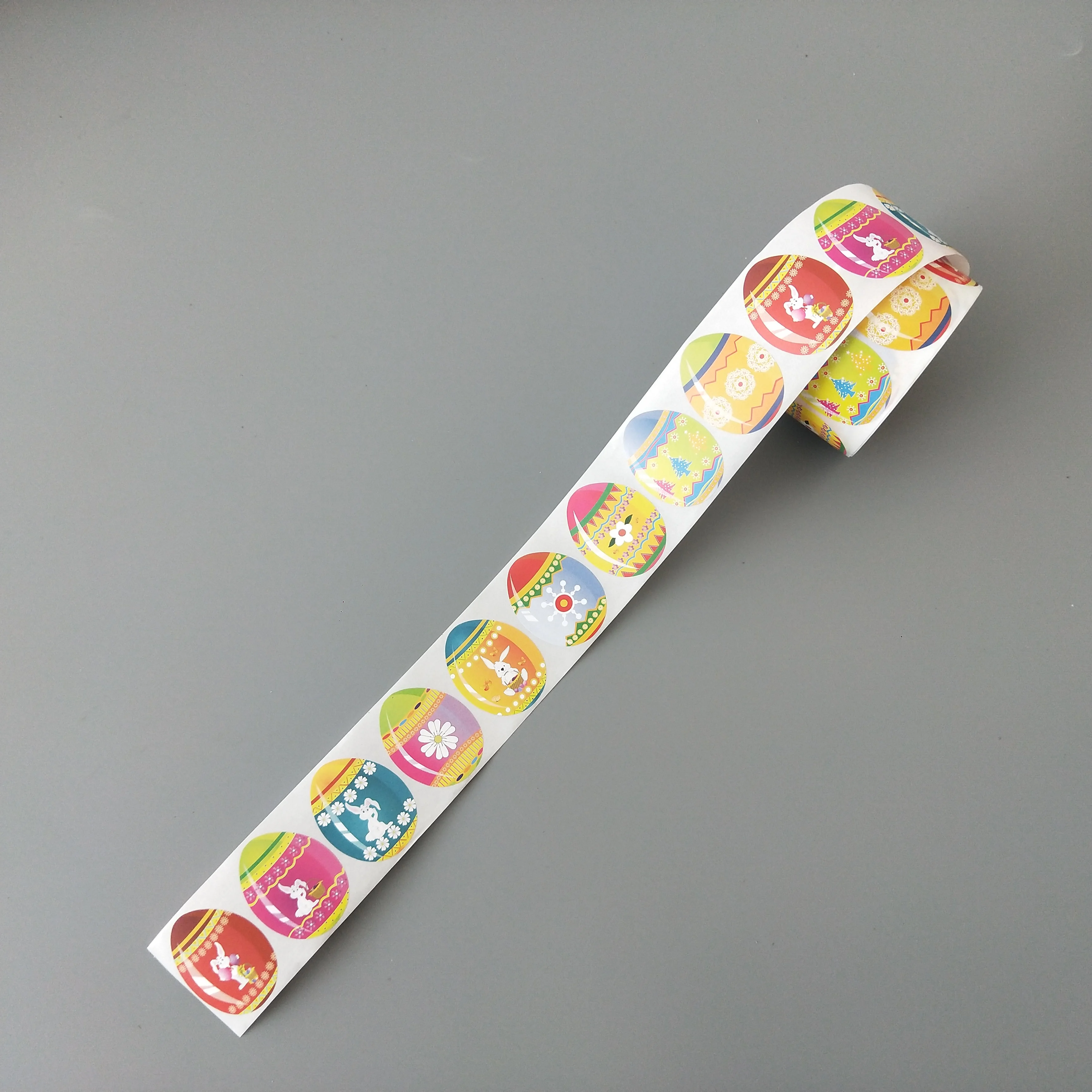 Egg shaped Roll sticker with cute rabbit for Easter gifts packaging