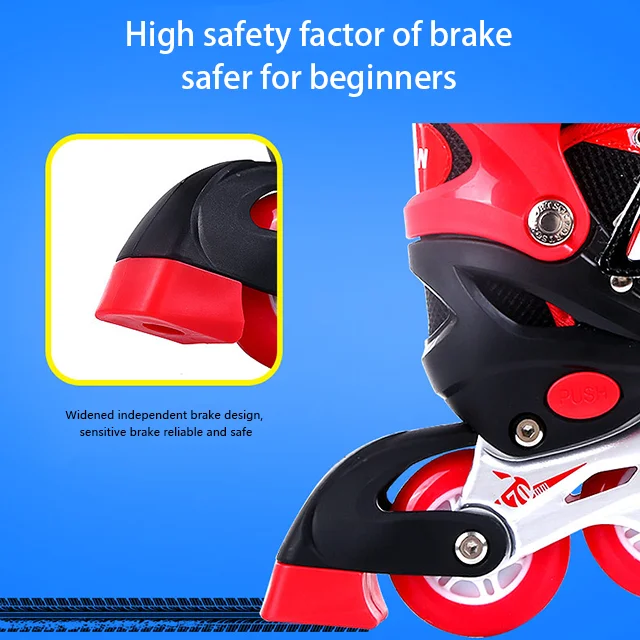 Children skates beginner adjustable PVC wheels green pink red color inline roller skates shoes