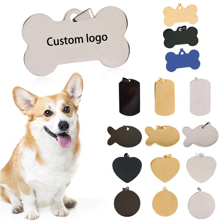 Sohpety Metal Sublimation Necklaces Collar Name Id Pet Military Custom Logo Stainless Steel Blank Dog Tags