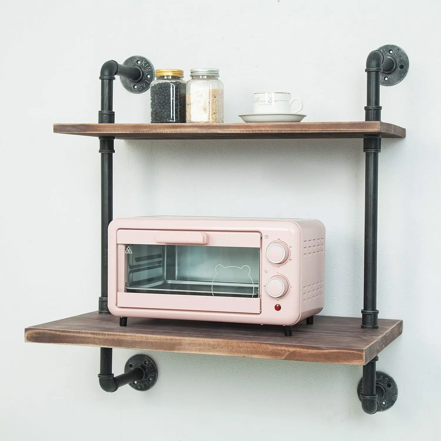 Black Retro Wall Mount Iron Pipe shelf Rack Shelf Stand Storage For Kitchen
