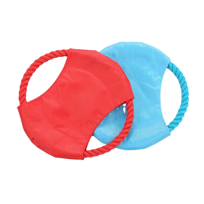 
Factory direct sell Wholesale nylon cloth cotton rope flying disk dog training discs toy 