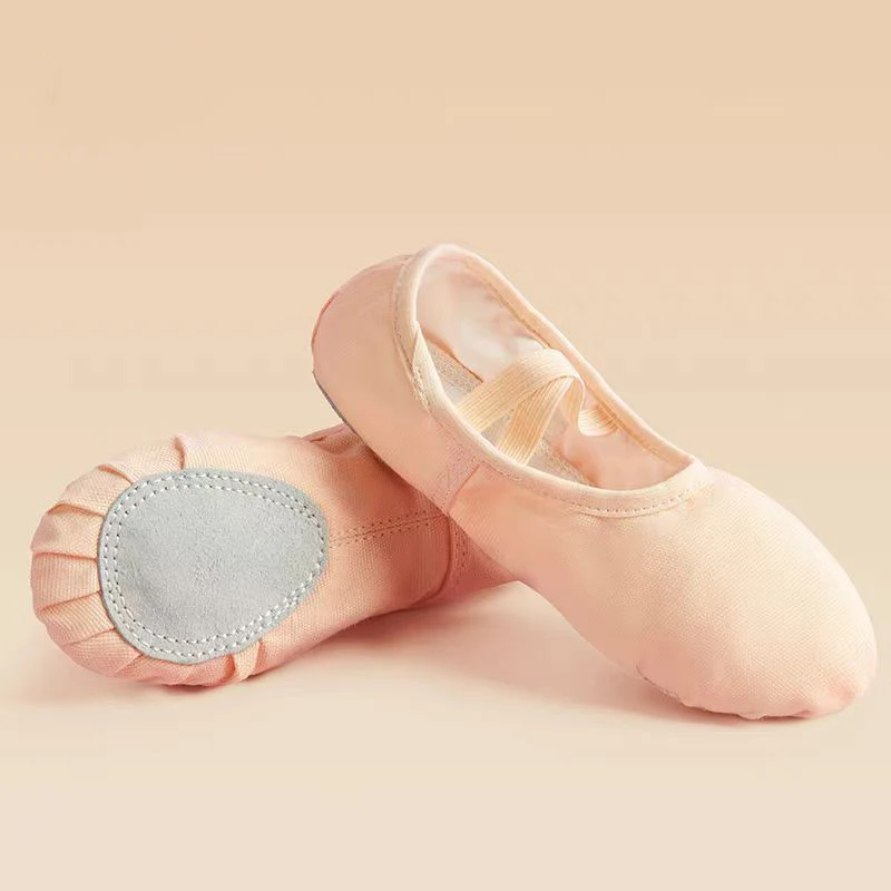 Wholesales good quality popular trainingwear pink canvas dance ballet shoes for kids adult