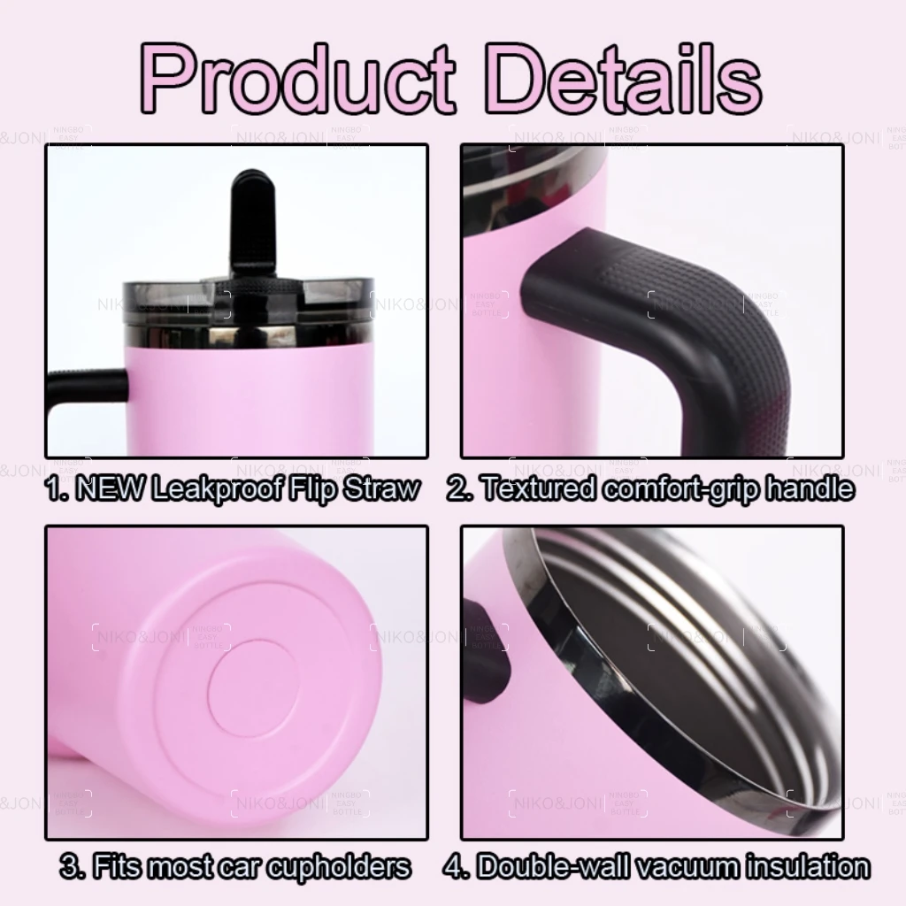 New Design 40oz 1200ml Stainless Steel Flip Straw Messi Pink Goat Tumbler With Leak Proof Flip Straw Lid And Removable Spout