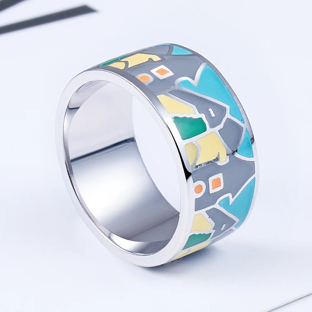 Original Enamel Jewelry Sterling Silver 925 Enamel Ring Design For Party Wear Jewellery