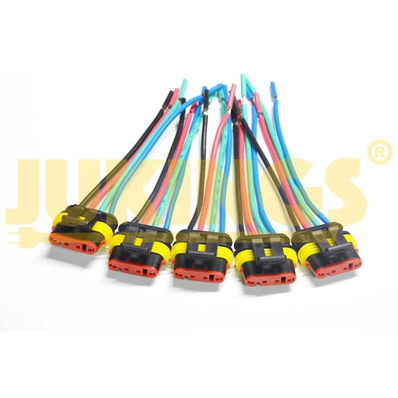4-Way  round Wire Harness Extension Connector Socket with 6 inch Cable Length End Connector