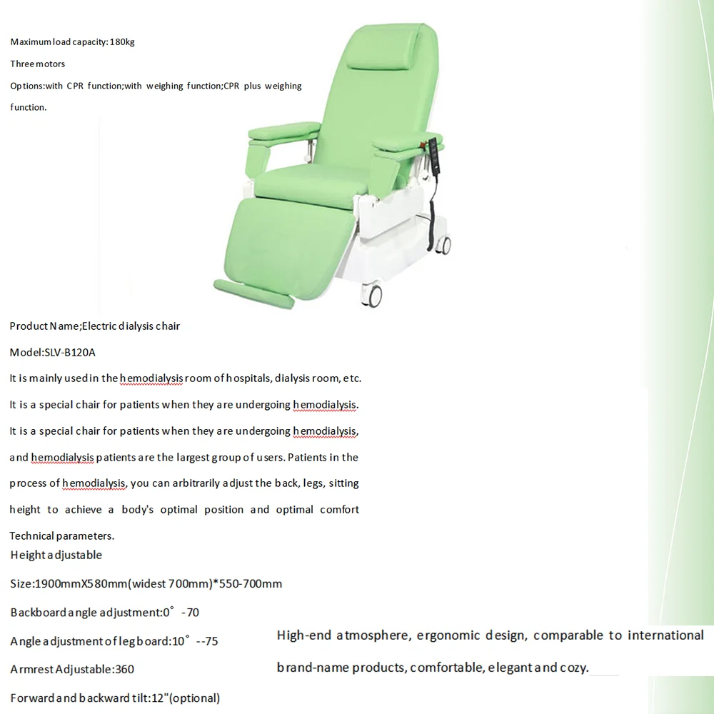 Electric Dialysis Chair Hemodialysis Medical dialysis Blood Donation Hospital Bariatric With Table Equipment Machines