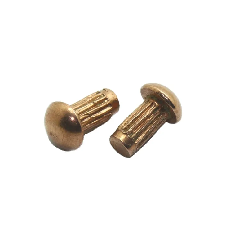 factory supply round head brass knurled solid rivet for nameplate