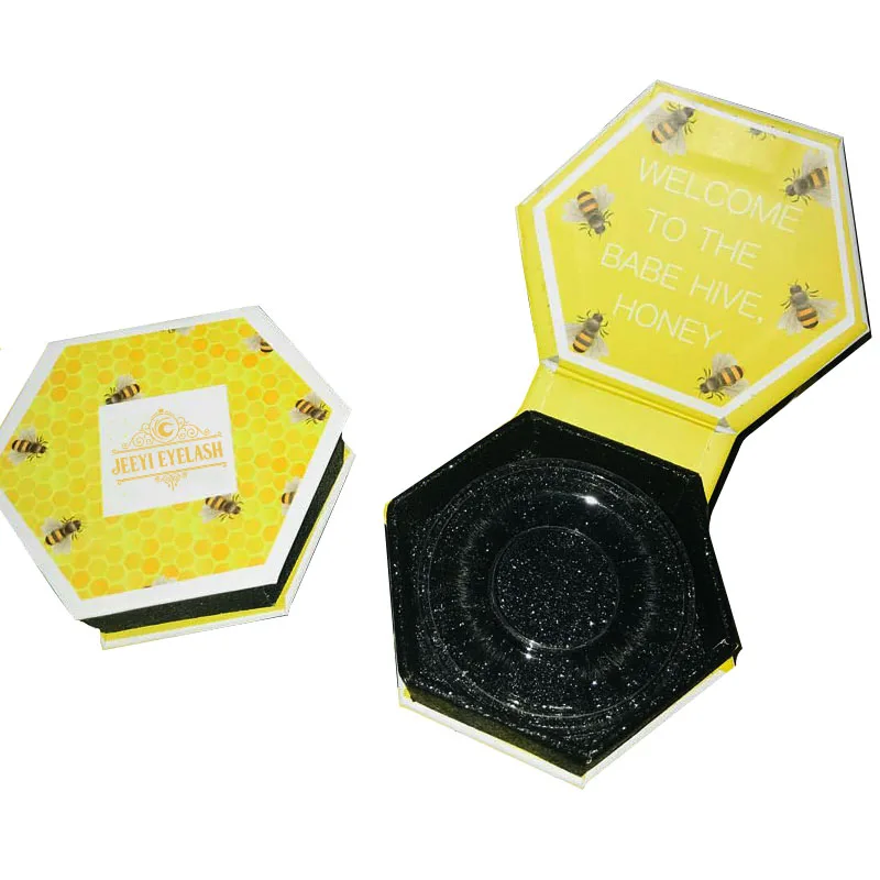 OEM lash packaging box custom shape color size logo hexagon eyelash box packaging