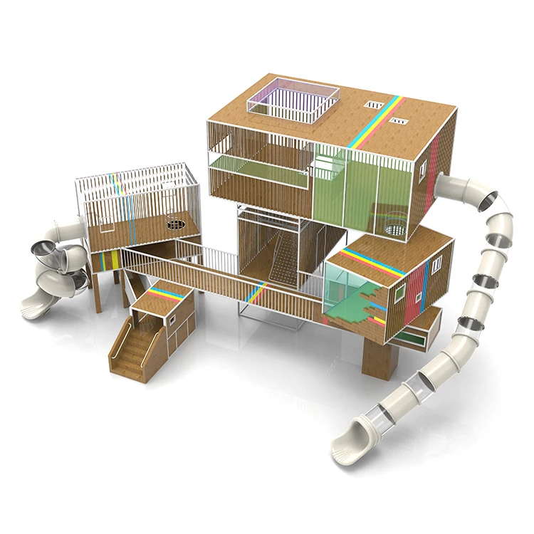 outdoor playground fitness equipment kids games park ride swing tube transparent plastic slide