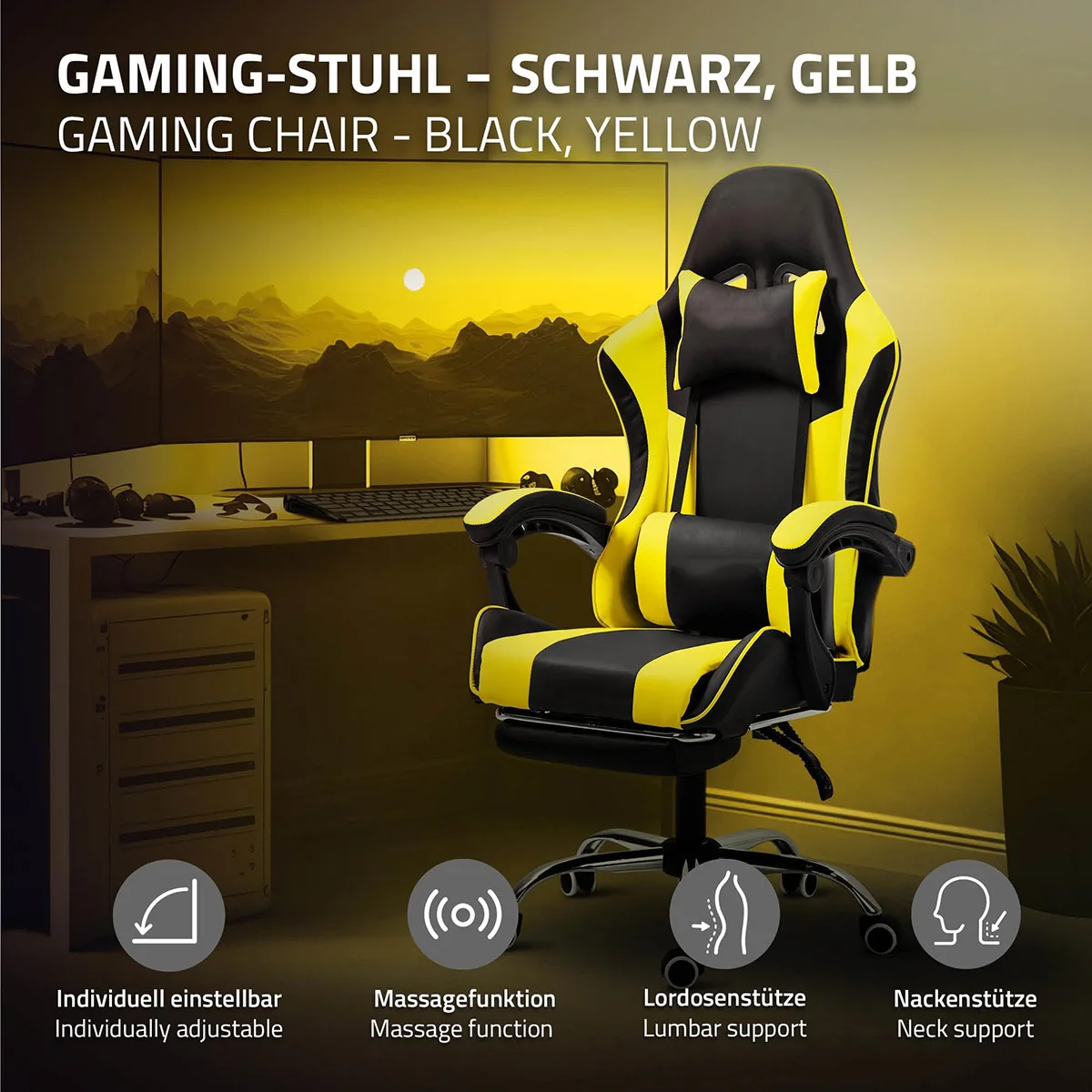 Professional Ergonomic Gaming Chair Zero Gravity pc Gamer Sillas with Footrest and Bluetooths Music Speakers Office Gaming Chair