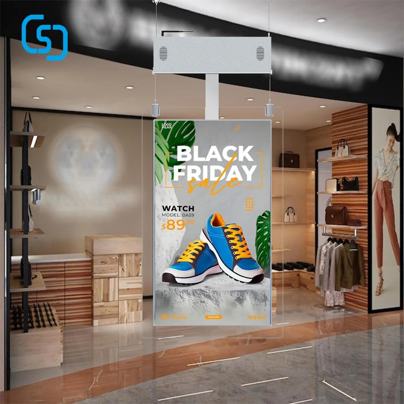 Shop Window Hanging Transparent Advertising Screen High Brightness Double-Sided Display Lcd Digital Signage Window Display