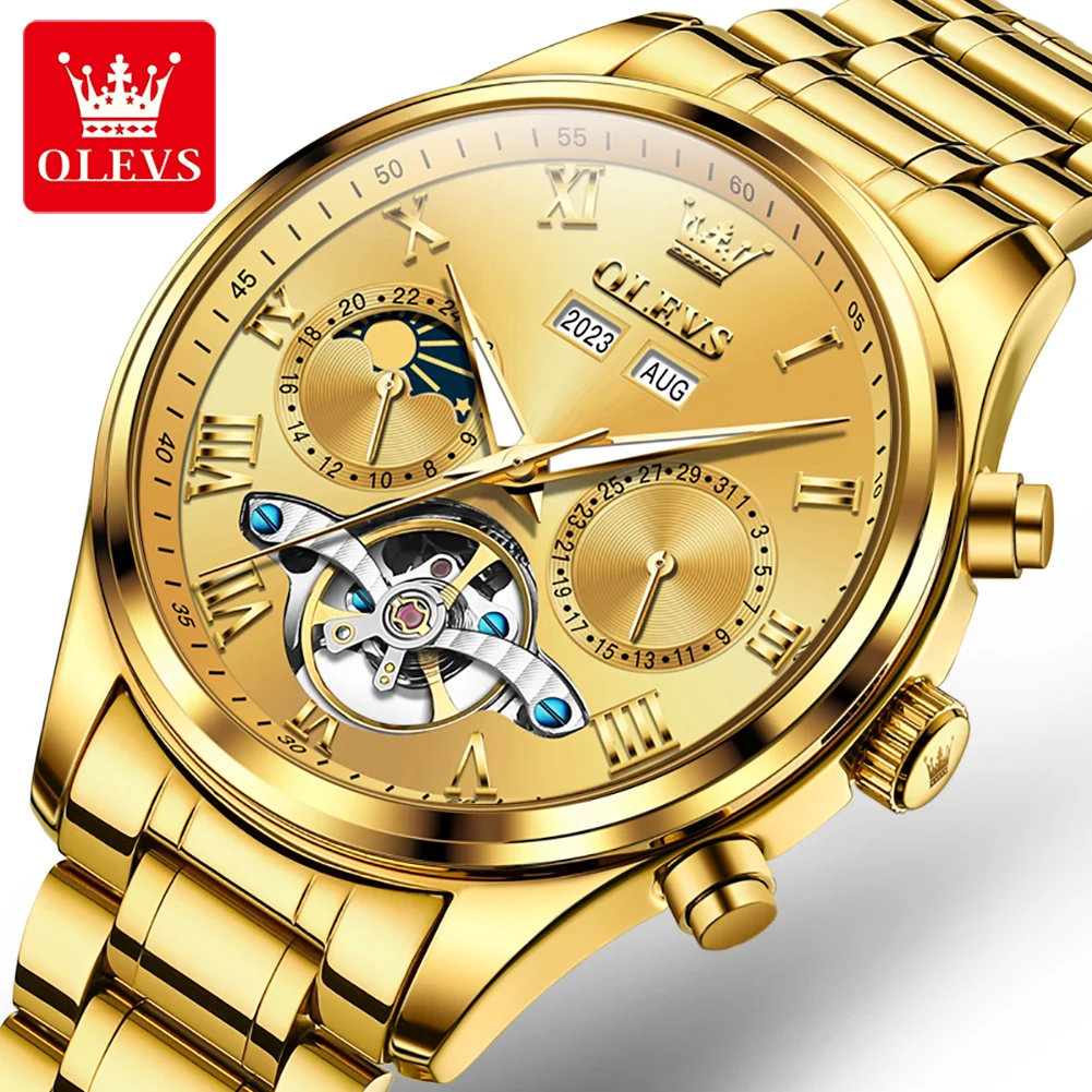 OLEVS 7005 Custom Luxury Fashion Relojes Hombre Montre Homme Wrist Watch Skeleton Skeleton Automatic Movements Mechanical Watch