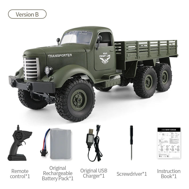 New Arrival JJRC Q60 RC Car 1:16 2.4G 4WD Tracked Off-Road Military 6x6 Radio Remote Control Rock Crawler Truck VS Q65 Q75