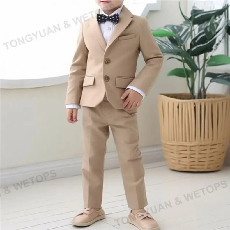 Custom Suits for Baby Boy Costume Cotton Suits Single Breasted Kids Blazers Boys Suits Set Formal Wedding Wear Children Clothing