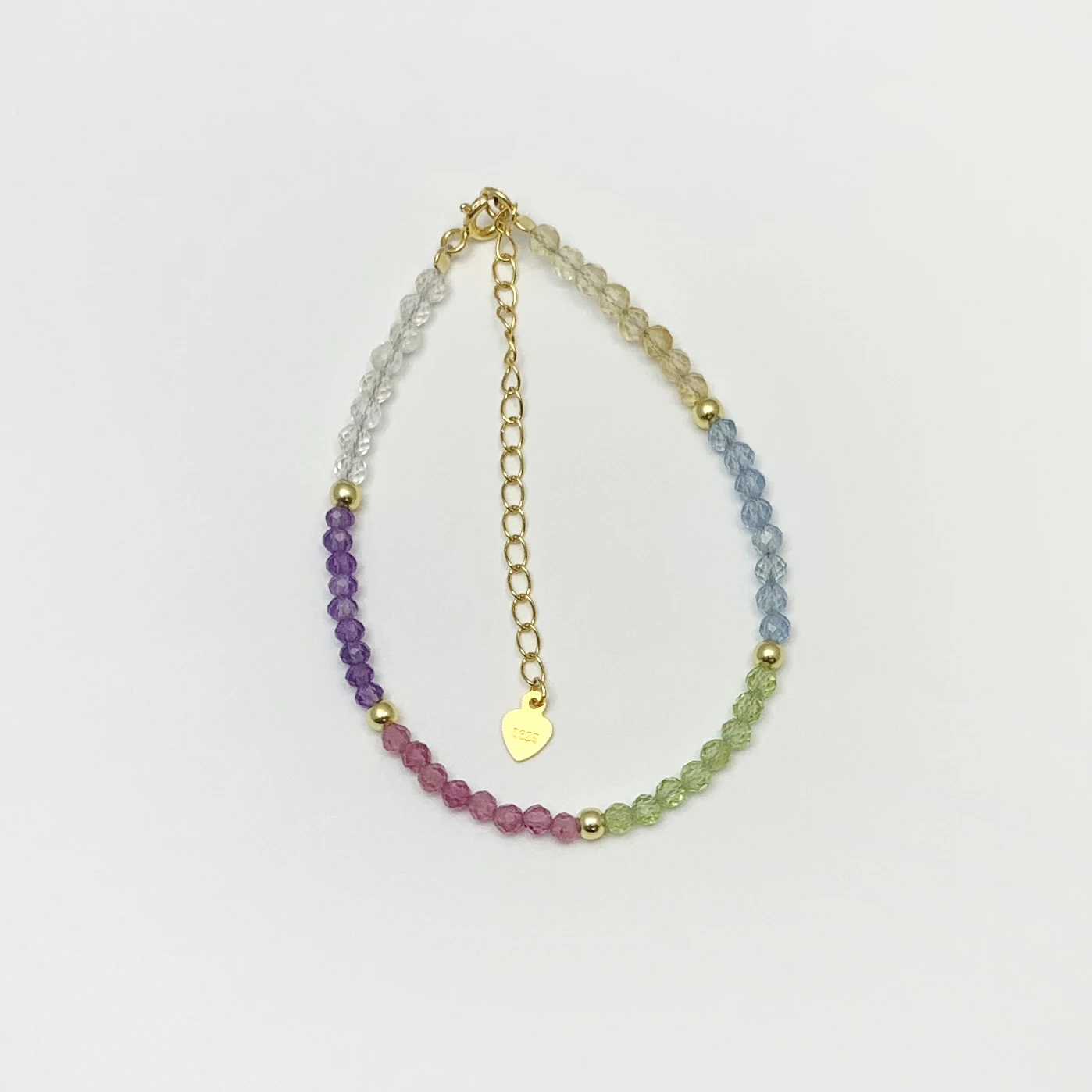 Tiny Tourmaline Aquamarine Amethyst Chakra  Bracelet Rainbow Color Natural Gemstone Mini Beaded Bracelet
