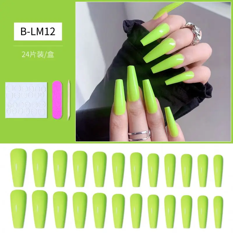 Wholesale tip nail Multicolor Reusable ABS Acrylic Hand Made long Plain Red Extendo Press On Nails