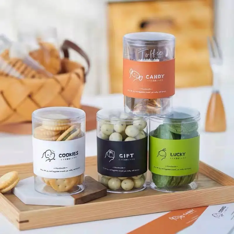 Food Jar Square Candy Jar with Lids Wholesale Clear Empty Food Grade 25/30/35/40/45g 700ml Big Plastic PET Customized Candy Gar