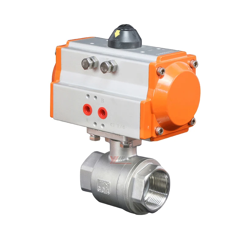 Высокотемпературная нержавеющая сталь NPT BSP BSPT 1000WOG 1 6 МПа PN16 304 316 пара двухсторонний Пневматический шаровой клапан с 2 резьбой