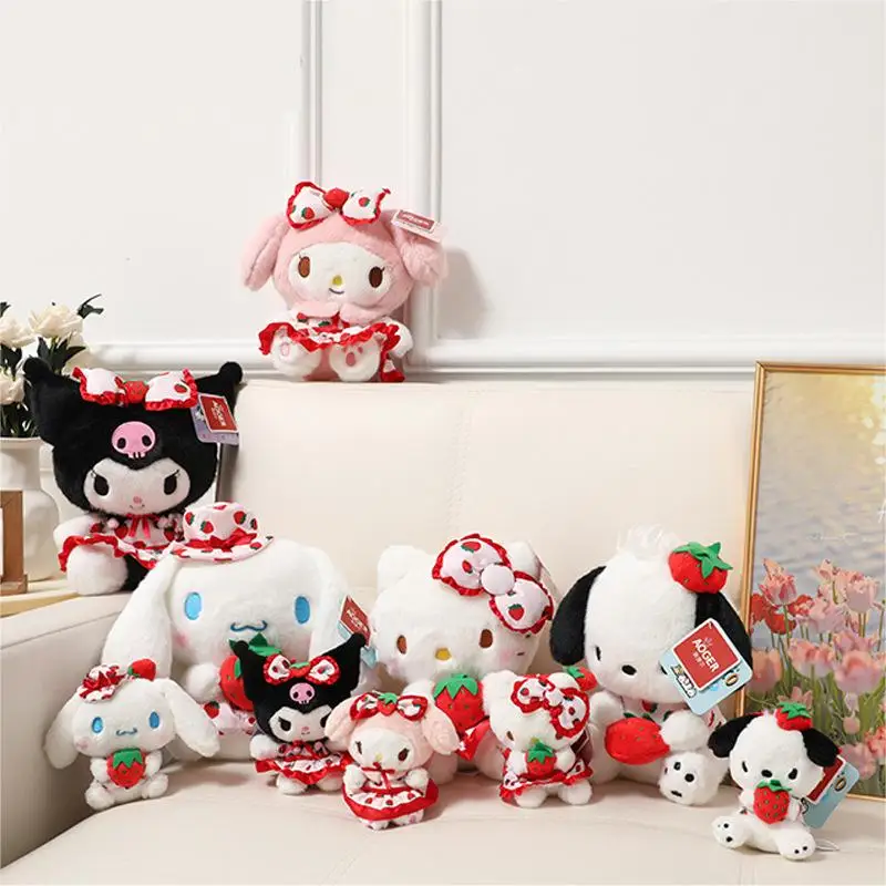 Клубничные плюшевые игрушки Kawaii Kitty My Melody мягкая игрушка в виде животного Декор Sanriod Plushie Cinnamoroll кукла брелок