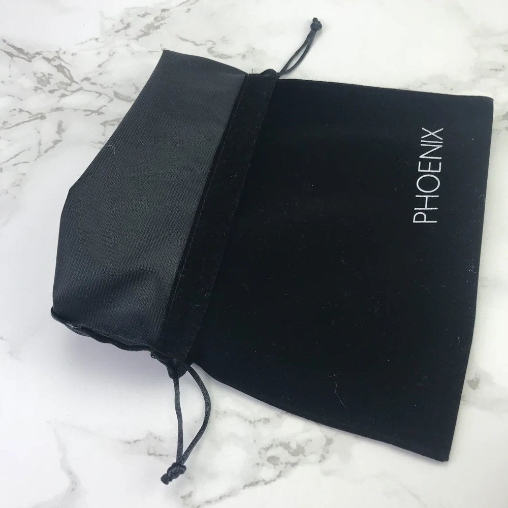 custom design black velvet gift drawstring cosmetic velvet dust bag for packaging with with logo
