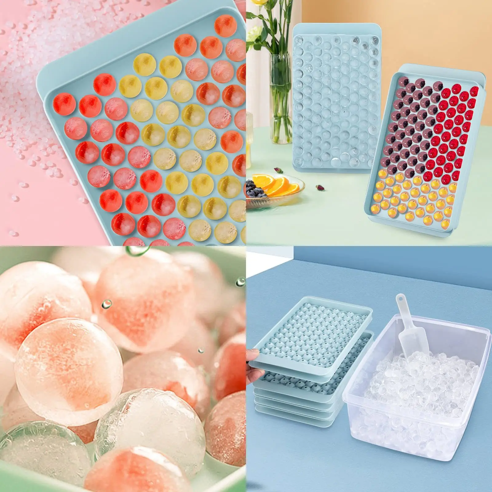 104PCS Mini Plastic Ice Cube Trays for Freezer  0.6in Ice Ball Maker Mold for Chilling Drink  Coffee Sphere Ice Molds Mini