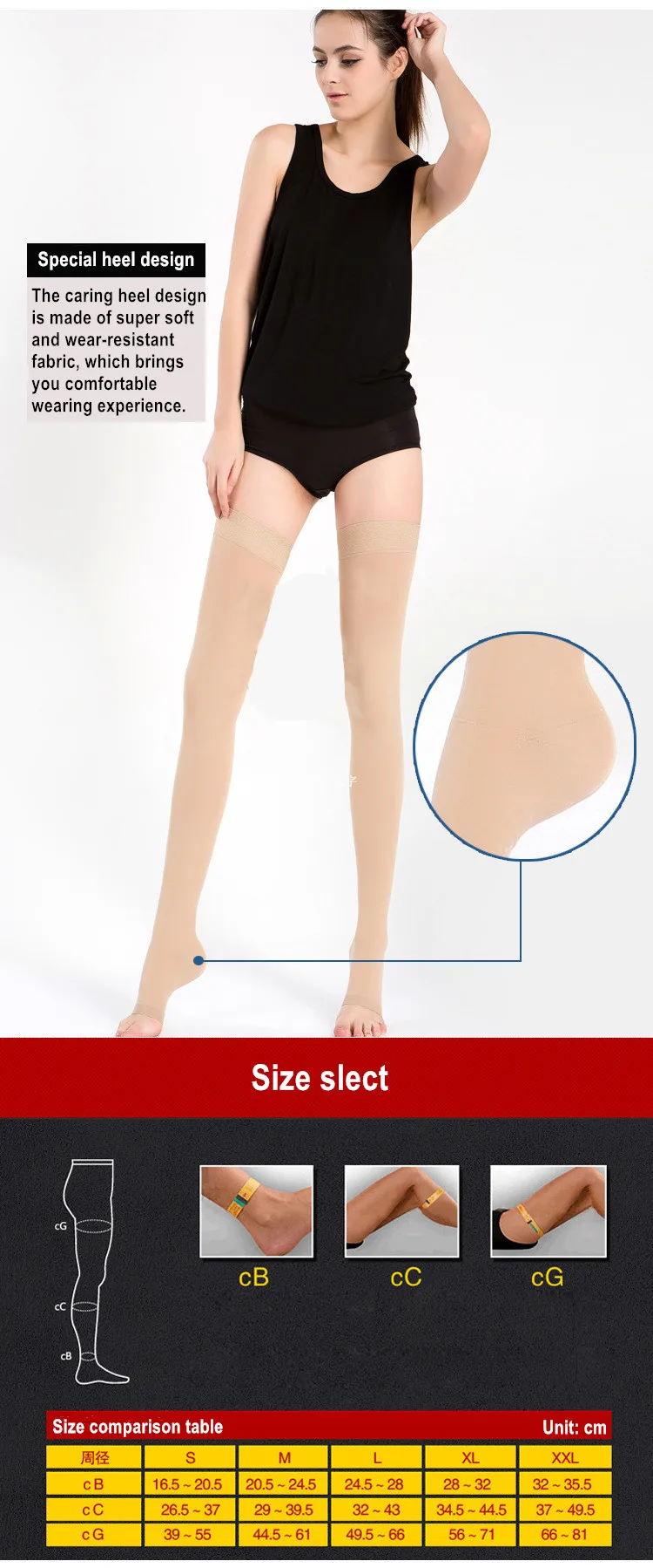 Open toe medical compression stockings Medical Graduated 23-32mmHg unisex compression stockings