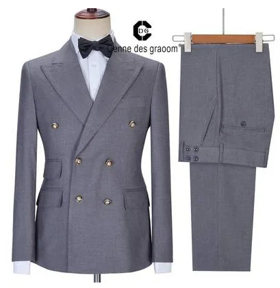 High Quality Custom Blue Dark  Double Breasted Men  Suit for  Slim Fit  two Piece
