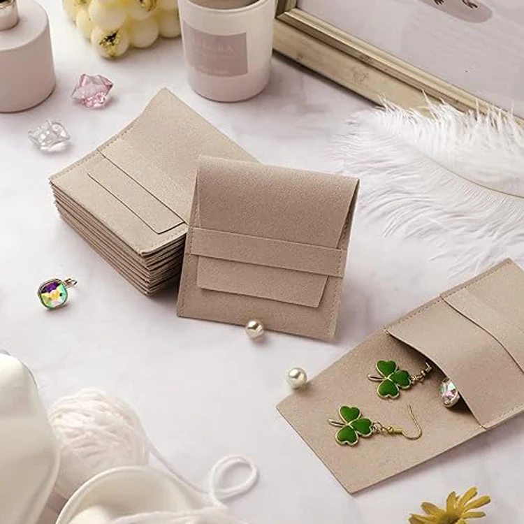 Custom luxury Microfiber Jewelry Pouch with Band,  jewelry packaging bag for Bracelet Necklace jewelry Packaging display