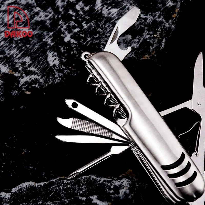 12 kinds Multi-function High Quality Stainless Steel Camping Knife Folding Pocket Knife Outdoor Tools