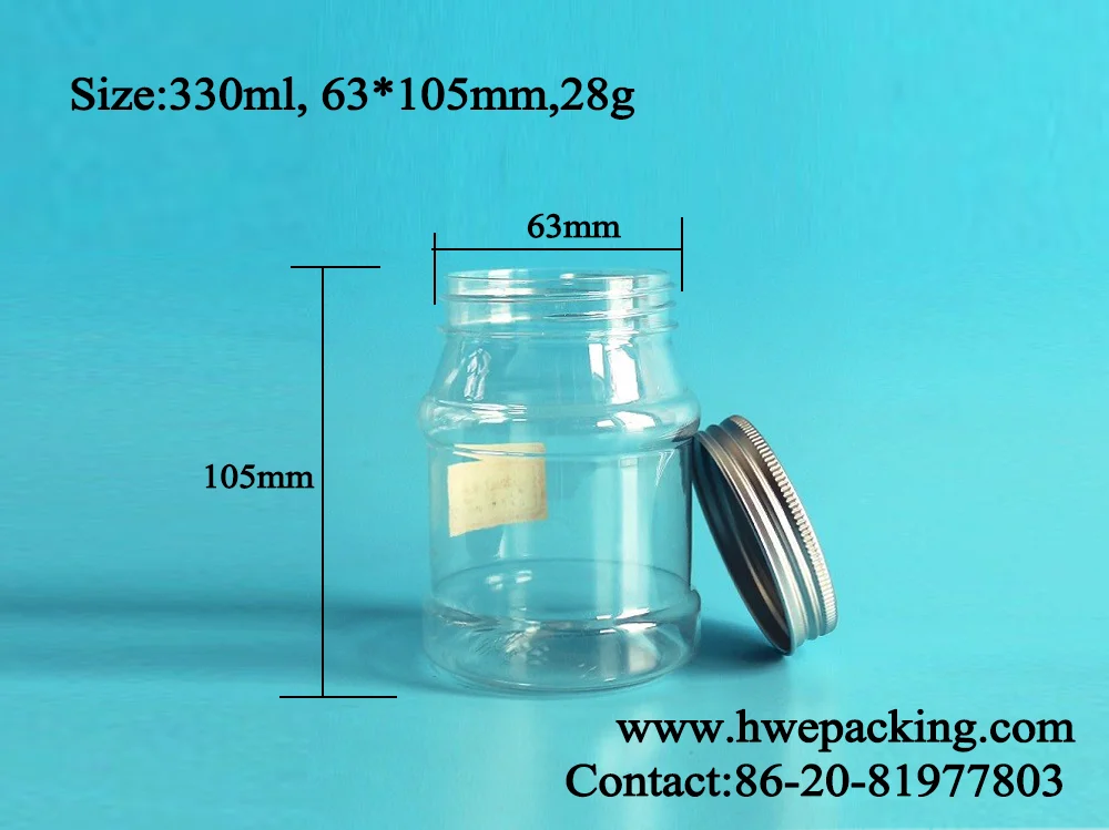 bulk 330ml groundnut past almond butter transparent round plastic PET jar and lids