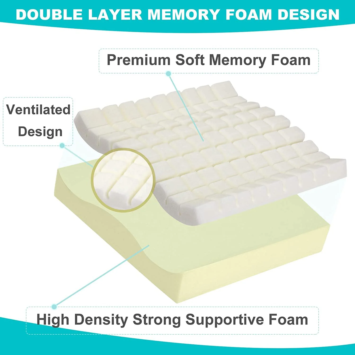 Leather Waterproof Wheelchair Gel Seat Cushion Cooling Gel Foam Wheelchair Seat Cushion