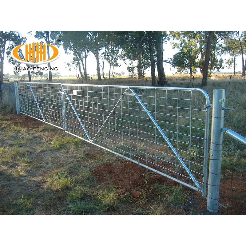 Heavy Duty Galvanized Portable Sheep And Goat Farm Gate With Iron Frame N Stay 12Ft Ranch Farm Gates For Cattle