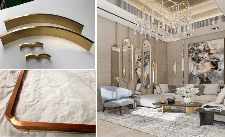 Luxury Hotel Mirror Decoration Stainless Steel Metal Frame